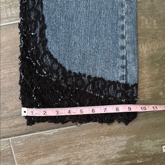 Bisou Bisou Blue and Black Flare Wide Leg Jeans - Picture 14 of 14
